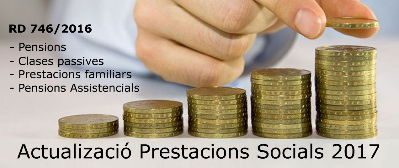 Publicat l’increment de les pensions per l’any 2017