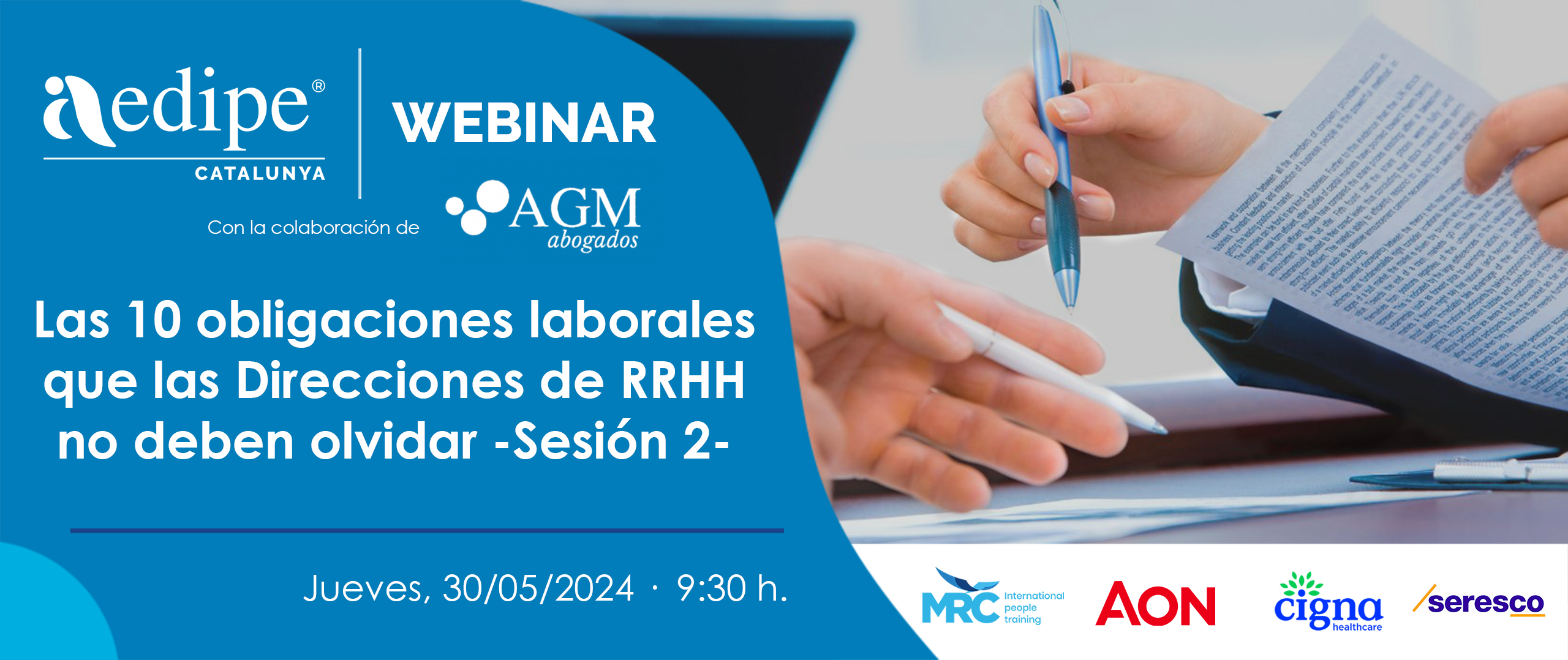 Webinar Les 10 obligacions laborals que les Direccions de RH no han d’oblidar. Sessió 2. 30/05/2024